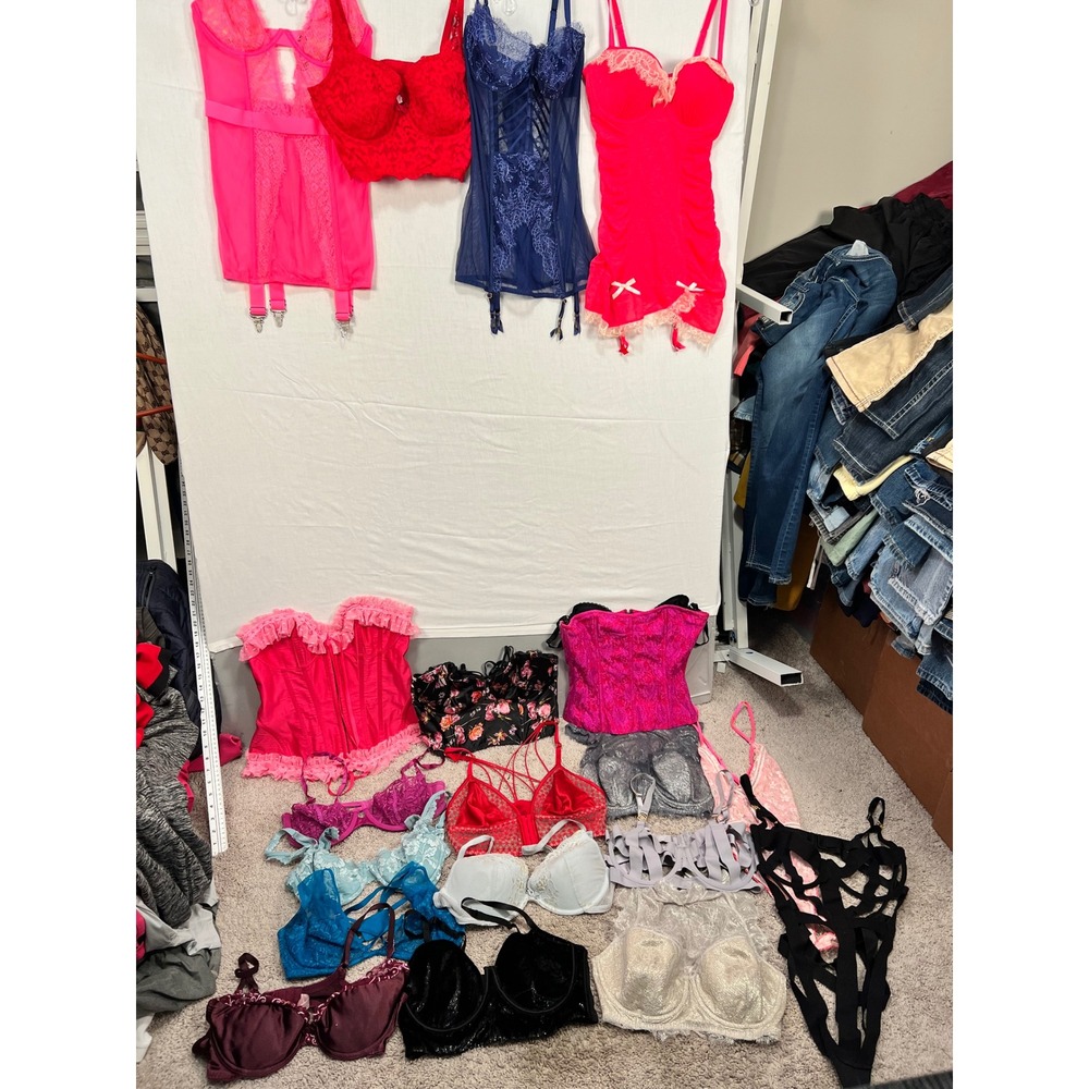 Victoria's Secret & Mixed Lingerie Lot Corsets Bustiers Bras XL 36D 38C 38D